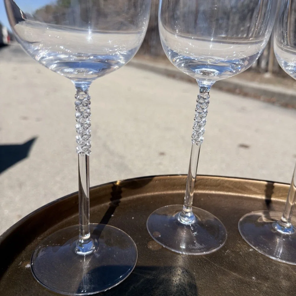 Rosenthal Studio Line Crystal Wine Glasses‎ Set 5 Beaded Stem Germany